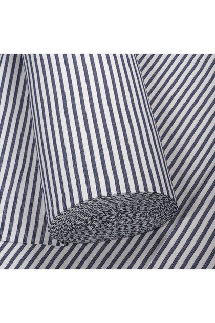 Navy Blue Striped Linen Fabric - Washed Linen Fabric 100x230cm