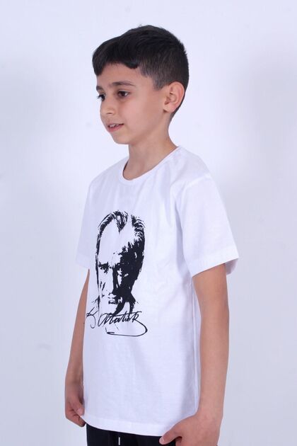 Signature -Crescent Star - Ataturk Printed Different Colored T-Shirts for Girls and Boys