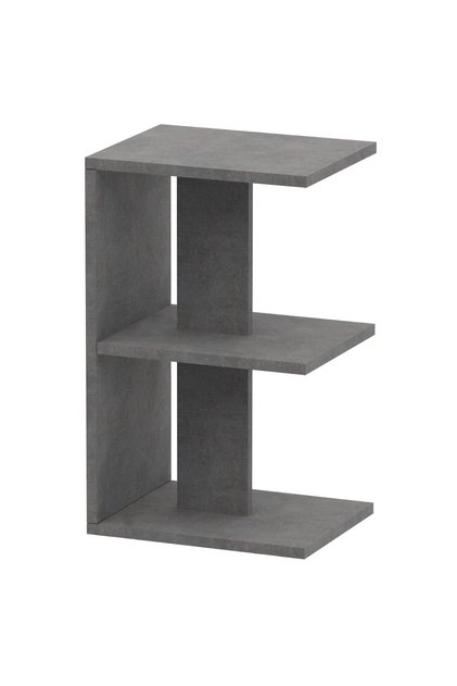 E-Shape Night Stand: 3 Open Shelves, Versatile Storage for Bedroom/Living Room in Anthracite
