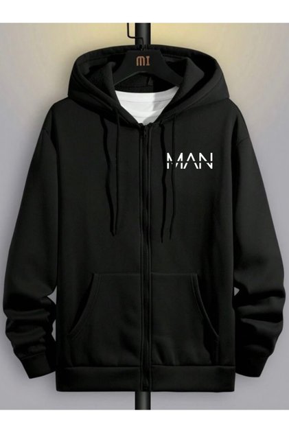 Black Man Printed Zippered Sweatshirt
