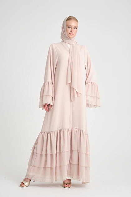 busrasdesign Swan Collection Kadın Tesettür Boydan Pudra Pembe