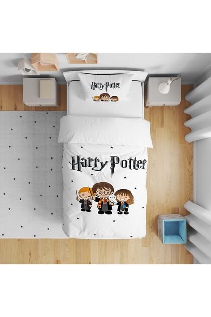 140x220 Çocuk Yatak Örtüsü HEDİYE Yastık Kılıfı Harry Potter ve Arkadaşları
