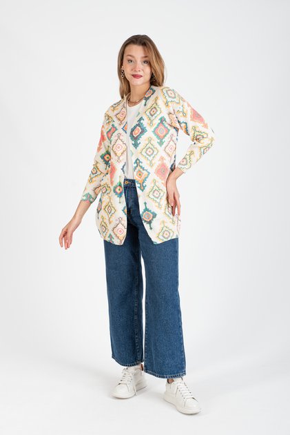 Hatunatila Patterned Long Knitwear Cardigan - 5000-4