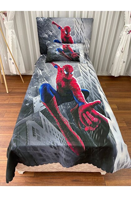 CİCİ EKO Örümcek Adam Yatak Örtüsü HEDİYE Yastık Kılıfı Spiderman