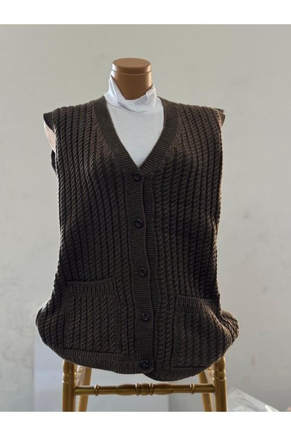 EM&FA Tekstil Saç Örgü Model Kalın Anne Yeleği