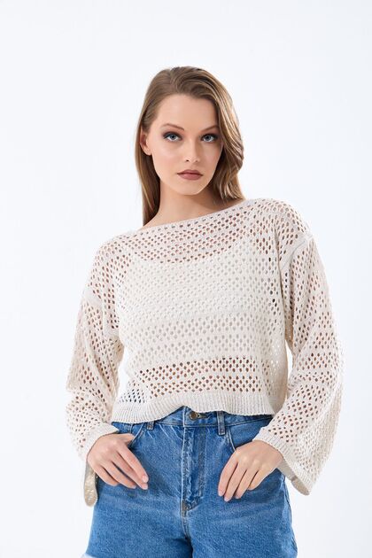 Knitwear Knitted Hollowed-Out Sweater BOLERO CROP BLUZ