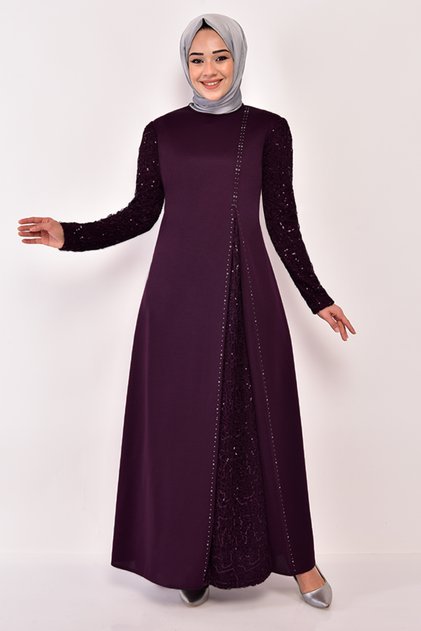 Stoned Evening Dress Plum Asm2546
