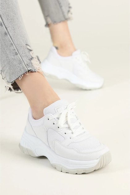 Pantofi casual pentru femei, cu șireturi, ușoare, groase, cu talpă înaltă, pantofi sport respirabili, 741 Pra-58