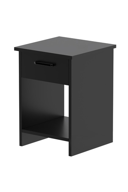 Modern Nightstand with Drawer & Open Shelves - Versatile, Easy Assembly - Black