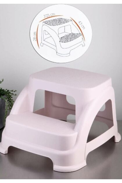 Merdivo Küçük Pembe Dayanıklı Plastik Basamak Merdiven Kamp Tabure Pudra 28(H)x38x43cm Hh