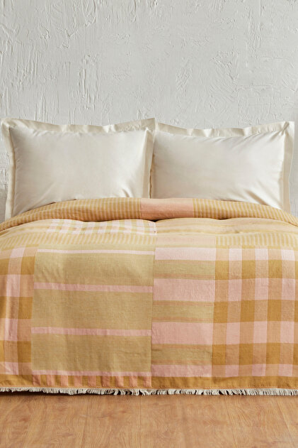 Karaca Home Striped %100 Pamuk Çift Kişilik Müslin Pike Yavruağzı