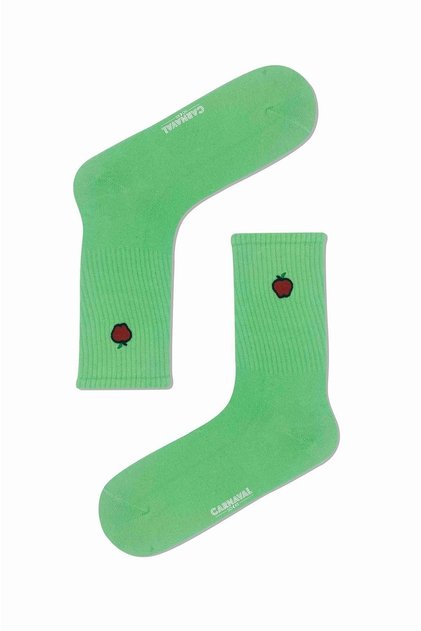 Embroidered Apple Patterned Colorful Unisex Sports Socks