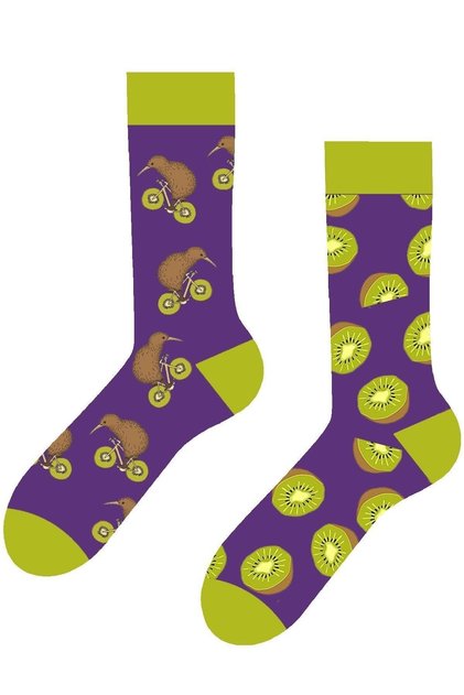 Left and Right Kiwi Patterned Colorful Unisex Socks