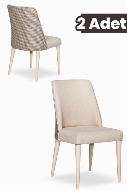 Linen 2 Adet Yemek-Mutfak-Salon Sandalyesi / Krem