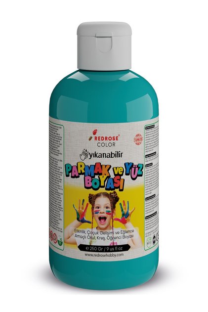 Turkuaz Parmak Boyası 250gr Yıkanabilir, EN-71 Sertifikalı, Toksik İçermez, Çocuk Okul Kreş İçin