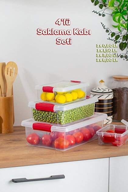 Porsima ORG-466 Fresh 4 lü Çok Amaçlı Dikdörtgen Sızdırmaz Kapaklı