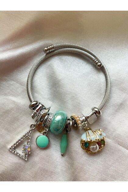 Water Green Charm Steel Bracelet - I Non Tarnish Special Boxed