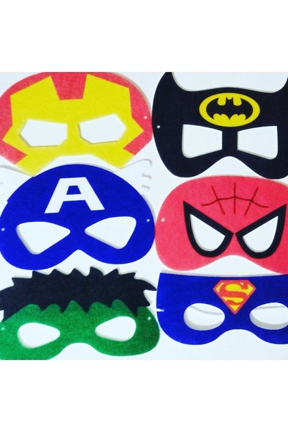 Figür Karakter Maske 6 Lı set, Örümcek Adam, Batman, Hulk, Superman,kaptan Amerika, Demir Adam