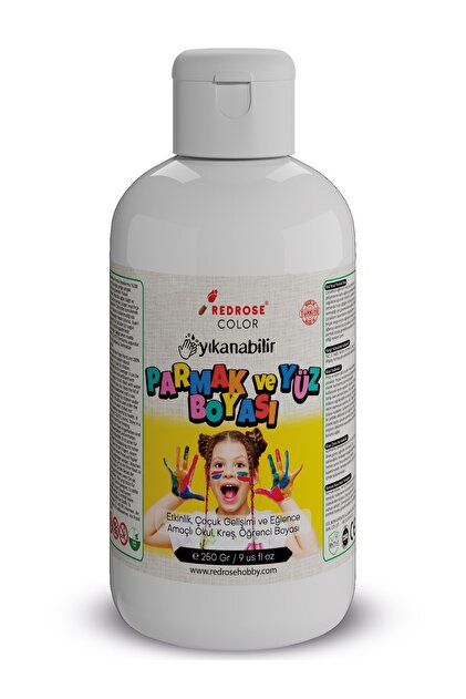 Beyaz Parmak Boyası 250gr Yıkanabilir, EN-71 Sertifikalı, Toksik İçermez, Çocuk Okul Kreş İçin