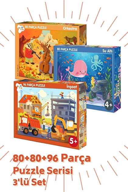 Bonkido 3 'lü Puzzle Set - 80, 80 Ve 96 Parça Puzzle 4+yaş