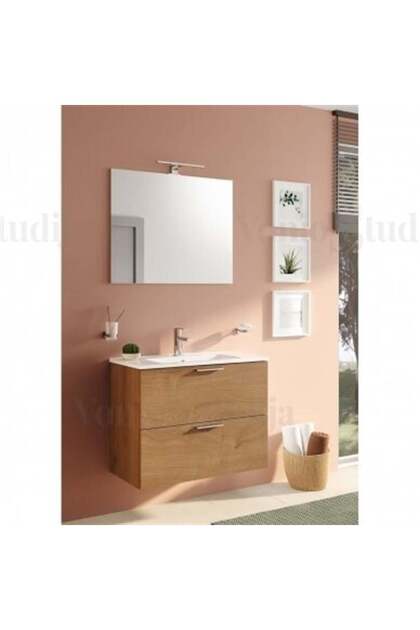 VitrA 67093 Vitra Mia Banyo Dolabı Seti 80Cm,Çekmeceli Altın Meşe