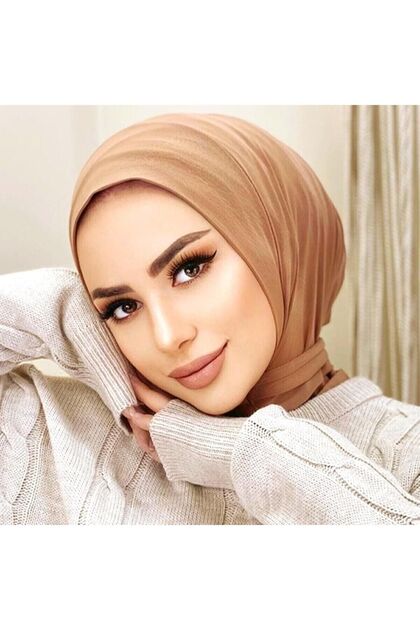 Hijabchi Women's Hijab Combed Cotton Snap-Fast Neck Collar Hijap Bonnet Model Scarf Shawl