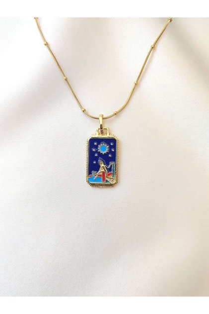 Women's Stainless Steel Enamel Sun God Tarot Necklace