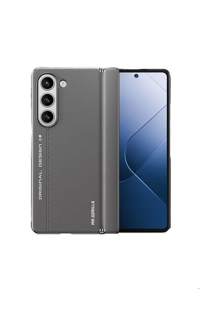 Samsung Fold5 Leather Anti-Drop Folding Gray Phone Case