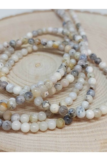 Quarter String (9cm Long!) White Variegated Opal Stone Quarter Strand 4mm
