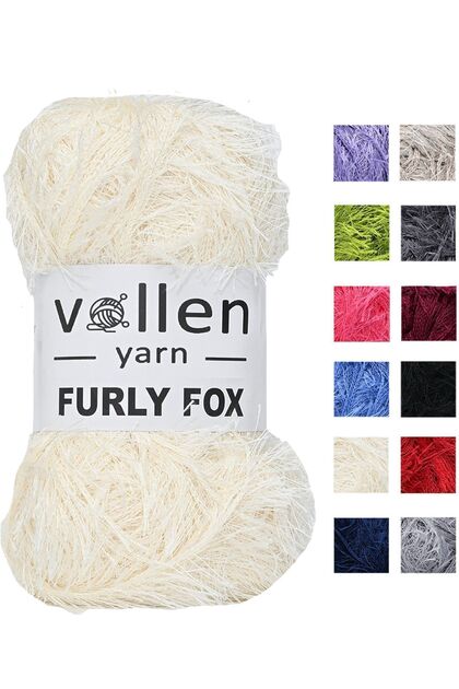 Furly Fox Hand Knitting Yarn Cardigan Sweater Yarn, Furry Yarn, Plush Yarn, Bearded Yarn, Blanket Yarn, Mat Yarn, Cream