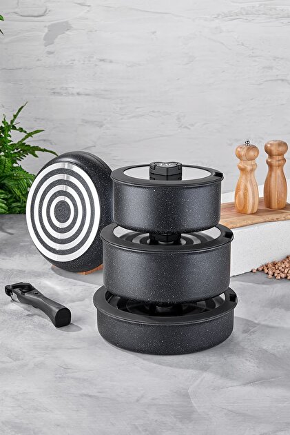 Taç Easy Connect 8 Parça Tencere Seti / Ergonomik Tak Çıkar Sap