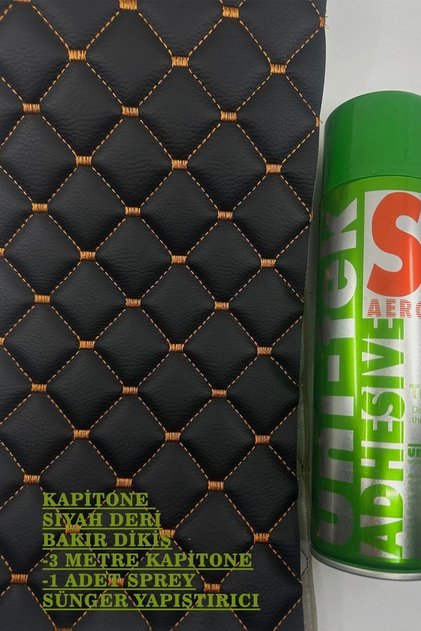 Yapıştırıcı+ 3'lü Baklava Desen Kapitone Döşemelik Süngerli Dikişli Suni Deri