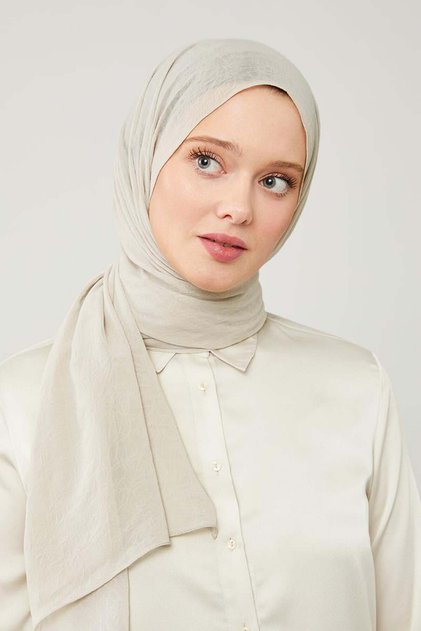 A.Bej Düz Renk Frozen Krep Şal