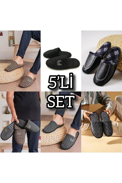 5-Piece Closed Front Slippers Plush Washable Winter House Slippers Guest Dowry Bundle Slippers