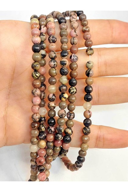 Quarter String (9cm Long!) Rodonite Stone Quarter Size 4-4.5mm Range