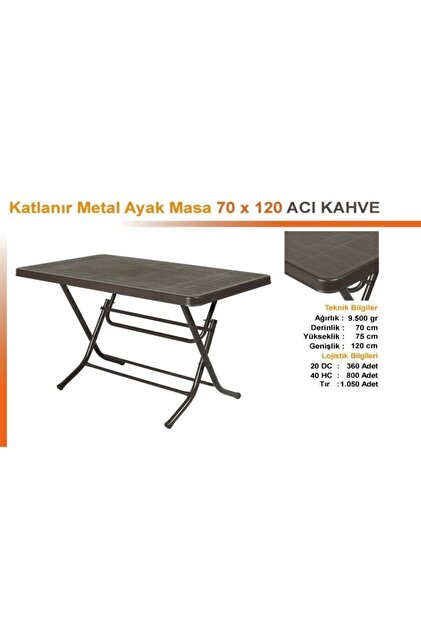Kaliteli Plastik Katlanır Masa - Bahçe Ve Balkonlarda Kolay Kullanım 70x120 Ölçülerinde Masa