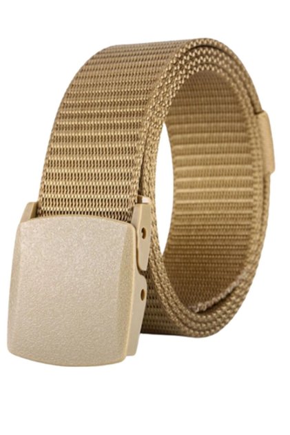 Men's Beige Plastic Buckle Tactical Style Palaska Knitted Belt