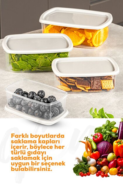 Vienev 4'lü Hava Geçirmez Saklama Kabı Seti Gri 1x(250-500-750