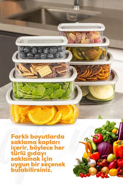 Vienev 8'li Hava Geçirmez Saklama Kabı Seti Gri 2x(250-500-750