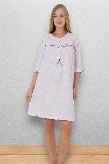 Long Sleeve 100% Cotton Combed Shooting Mother's Nightgown, Hospital, Pregnant and Maternity Nightgown