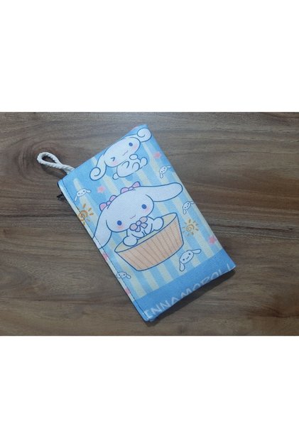 Hello kity - plaid indigo blue beige patterned Design Cloth Pen Holder-wallet