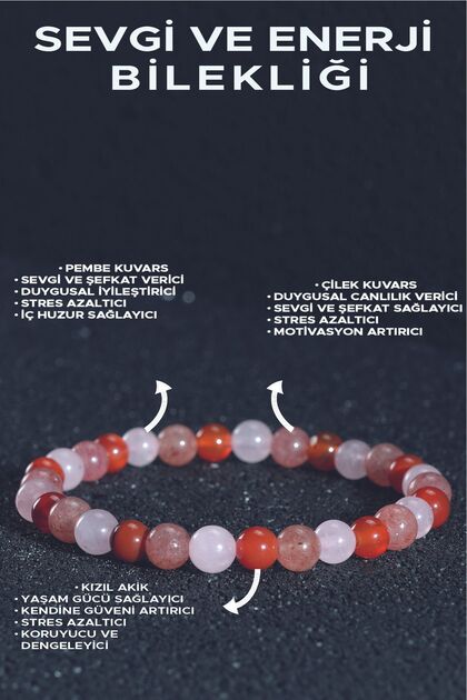 Strength and Peace Combination Bracelet - Pink Quartz - Agate - Hematite - Spiritual Balance and Love