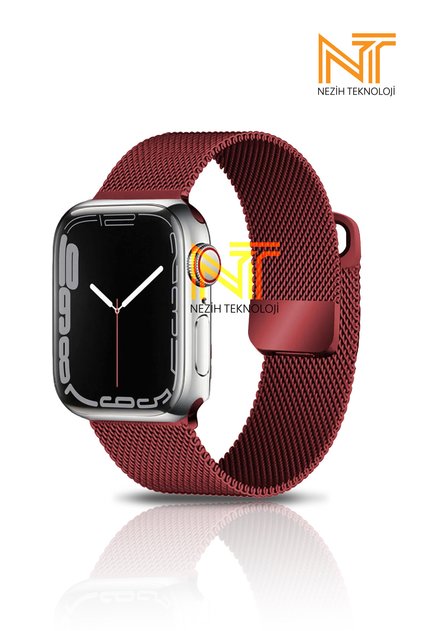 Watch Seri 5/6/7/8/9/se 38/40/41mm ve Seri 10 / 11 / 12 42 mm Uyumlu Hasır Metal Kordon