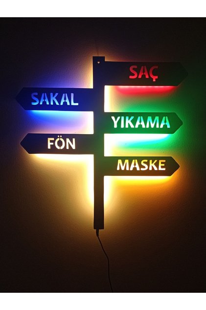 Led Işıklı Tablo Berber Duvar Süsü Dekorasyon Tablo