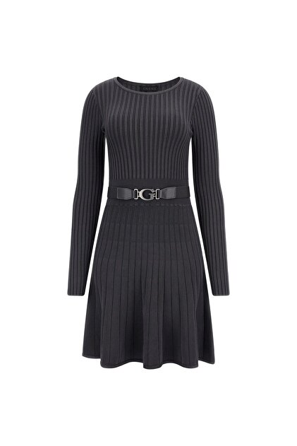 Rib Pleated Kadın Elbise