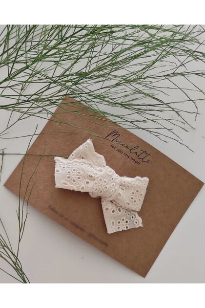 Hairless Baby Hair Clip with Eyelet Embroidery Bow