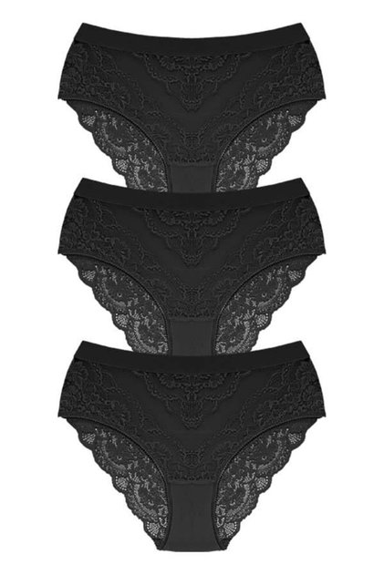Lacy Back Transparent Large Size Bikini Panties 3 Pack-3