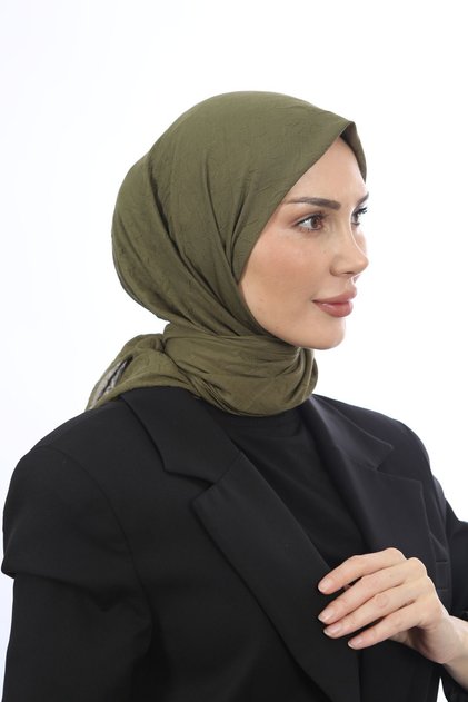 Tesettür Kadın Bambu Kraş Eşarp Haki