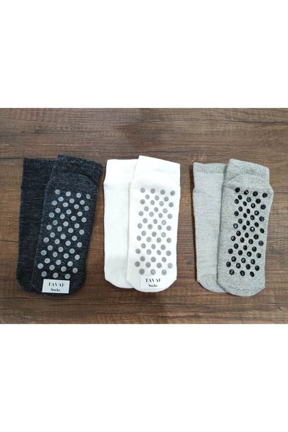 3 Pairs of Non-Slip Printed Cotton Backgammon Socks with Mesh Braid on the Top