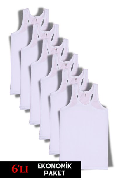 100% Cotton 6 Pack Boys Sports Singlets